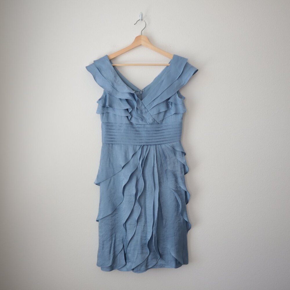 London Times Ruffle Dress in Spa Blue | 8